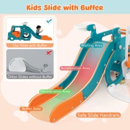 DORTALA 5-in-1 Kids Slide and Swing Set Kids Slide Indoor Playset w/ Baby Swing