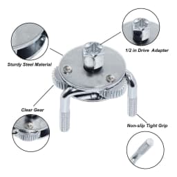 2PCS Oil Filter Wrench Set Adjustable 2 Way 3 Leg Oil & Fuel Filter Removal Tool Silver