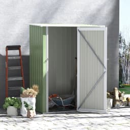 Outdoor Storage Shed Steel Garden Shed W/ Lockable Door for Backyard Light Green