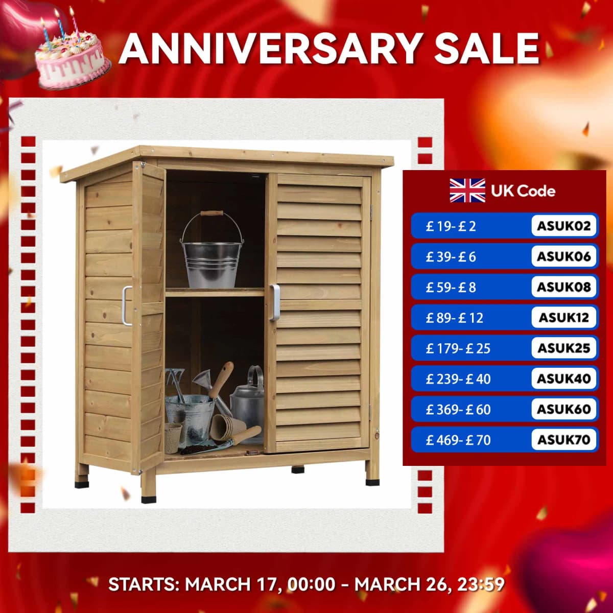 Garden Storage Shed Wooden Garage Organization Outdoor Cabinet W/ Doors, Natural