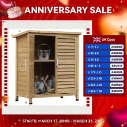Garden Storage Shed Wooden Garage Organization Outdoor Cabinet W/ Doors, Natural