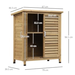 Garden Storage Shed Wooden Garage Organization Outdoor Cabinet W/ Doors, Natural