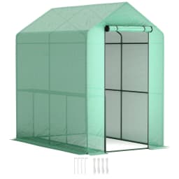 Walk-In Garden Greenhouse W/Shelves Steeple Grow House 186L X 120W 190Hcm White