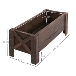 Wooden Garden Raised Bed Planter Box Flower Vegetable Grow Pot 100X36.5X36Cm