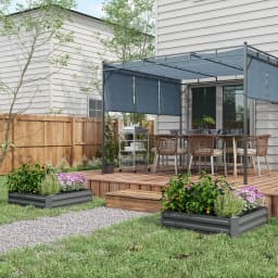 Set of 2 Raised Garden Beds Galvanized Steel Planter Boxes Easy Setup Dark Grey