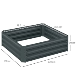 Set of 2 Raised Garden Beds Galvanized Steel Planter Boxes Easy Setup Dark Grey