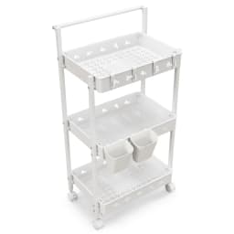 GOFLAME 3-Tier Rolling Storage Cart Utility Cart with 2 Hanging Cups & 4 Hooks