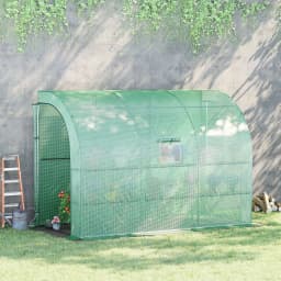 Walk-In Lean to Wall Greenhouse with Windows and Doors 300L X 150W X 213Hcm