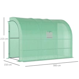 Walk-In Lean to Wall Greenhouse with Windows and Doors 300L X 150W X 213Hcm