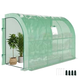 Walk-In Lean to Wall Greenhouse with Windows and Doors 300L X 150W X 213Hcm