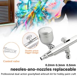 Air Brush Kit Artist Crafts Airbrush Hobby Spray Gun & 0.2mm/0.3mm /0.5mm Nozzles for Painting Cake Decorating Model Art Tattoos
