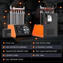ANCEL ANJ600 GDI Piezo EFI FEI Piezoelectric Fuel Injector Cleaner & Tester Machine 6 Cylinders for Car Motorcycle Cleaning