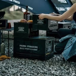 【Breeins】Outdoor Camping Folding Storage Box Thickened Folding Table Camping Storage Table Tableware Storage Camping Equipment