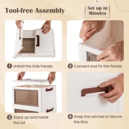 GOFLAME 3-Pack Stackable Storage Bins 75L Collapsible Storage Boxes-White