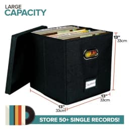 Vinyl Record Storage Box for up to 50 12-Inch Albums Records Crate LP Album Storage Fabric Storage Boxes with Lids