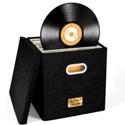 Vinyl Record Storage Box for up to 50 12-Inch Albums Records Crate LP Album Storage Fabric Storage Boxes with Lids