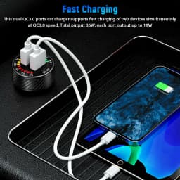 1Pc Car Charger With Switch Aluminum Alloy PC 36W Car Cigarette Lighter Socket Dual USB Fast Charger Power LED Adapter Outlet