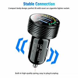 1Pc Car Charger With Switch Aluminum Alloy PC 36W Car Cigarette Lighter Socket Dual USB Fast Charger Power LED Adapter Outlet