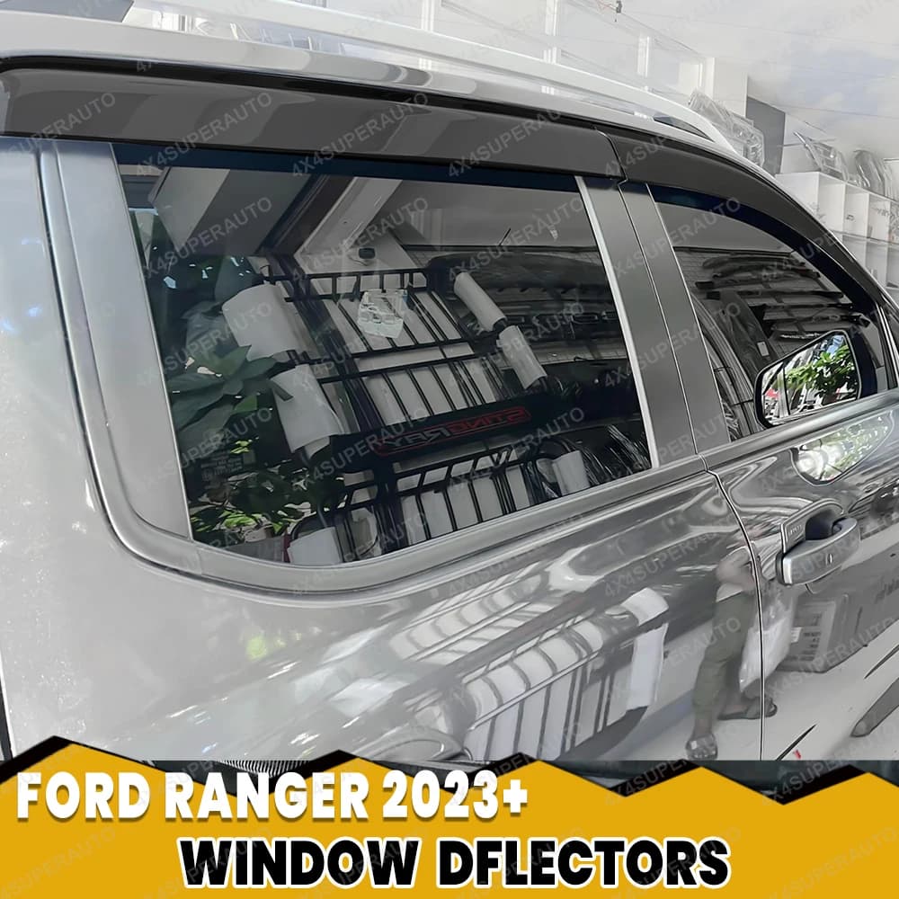Window Deflectors for Ford Ranger Next Gen T9 2023-2026 Sun Rain Guard Window Visor Double Cab Weather Shield Car Accessories