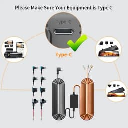 WOLFBOX Type-C Hardwire Kit for G840S/G930/G840H/G850/G900/G850 PRO/X5 Mirror Dash Camera, Parking Monitor with Multiple Ports