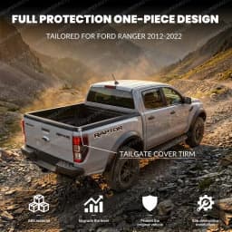 Tailgate Cover for Ford Ranger T6 T7 T8 2012-2021 Wildtrak Raptor Tailgate Protector Guard Cap ABS Matte Black 3/4PCS