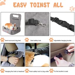 Dog Car Seat Protector Travel Anti-Slip Pet Booster Seat with Storage Pockets and Safety Leash Car Carrier Bed Hold 14kg