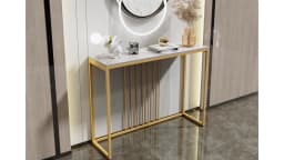LUVODI 47" Console Table for Entryway,Minimalist Sofa Side Table with Metal Stand,Living Room Furniture