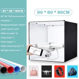 80cm Photo Studio Light Box,Folding Photography Light Tent Box With 2pcs Led Light And 4 Color Backgrounds For Products Jewelry