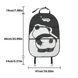 Kick Mat Back Seat Protector Cartoon Panda Car Backseat Cover With Transparent Pocket Car Supply KidsKick Mat For Back Seat