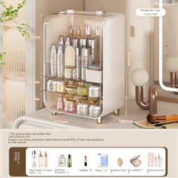 Dressing table cosmetics storage box household dustproof large capacity skin care products storage rack transparent storage cabi