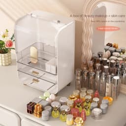 Dressing table cosmetics storage box household dustproof large capacity skin care products storage rack transparent storage cabi