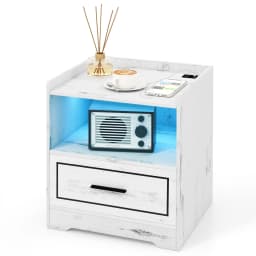 GOFLAME LED Nightstand Bedroom Smart Bedside Table with USB&Type-C Port