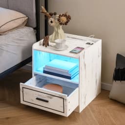 GOFLAME LED Nightstand Bedroom Smart Bedside Table with USB&Type-C Port