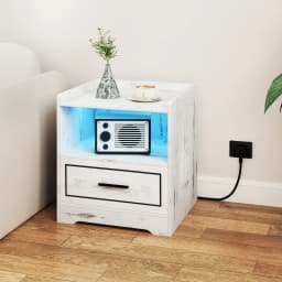 GOFLAME LED Nightstand Bedroom Smart Bedside Table with USB&Type-C Port
