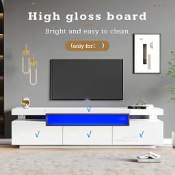TV stand for 70-inch TV High-visibility TV stand with LED lights with open storage space for bedroom Living room Furniture