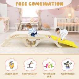 DORTALA 3-In-1 Wooden Climber with Ramp Toddler Climber Arch