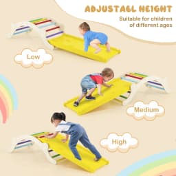 DORTALA 3-In-1 Wooden Climber with Ramp Toddler Climber Arch