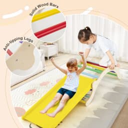 DORTALA 3-In-1 Wooden Climber with Ramp Toddler Climber Arch
