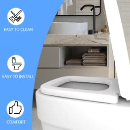Toilet Seat Square Shape Soft Close with Quick Release Hinges, Anti-Bacterial WC Seat with Sturdy Polypropylene, Easy to Clean