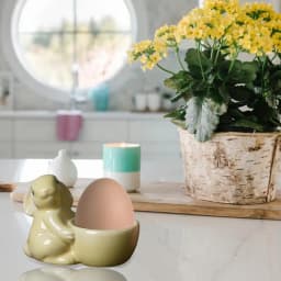 Easter Egg Cups Ceramic Creative Bunny Egg Holder Cute And Simple Bunny Statue Egg Cup For Easter Breakfast Dinning Time