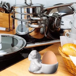 Easter Egg Cups Ceramic Creative Bunny Egg Holder Cute And Simple Bunny Statue Egg Cup For Easter Breakfast Dinning Time