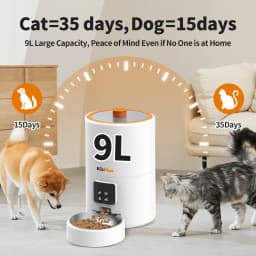 KITPLUS Vacuum Automatic Cat Feeder, 9L Cat Food Dispenser, App Timer to Feeder, Keep Food Fresh, Lock Lid, 10 Meals for Dog Cat