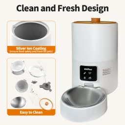 KITPLUS Vacuum Automatic Cat Feeder, 9L Cat Food Dispenser, App Timer to Feeder, Keep Food Fresh, Lock Lid, 10 Meals for Dog Cat