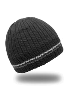 Unisex Knit Beanie Hat - Warm & Stylish Winter Cap with Double Stripe Trim