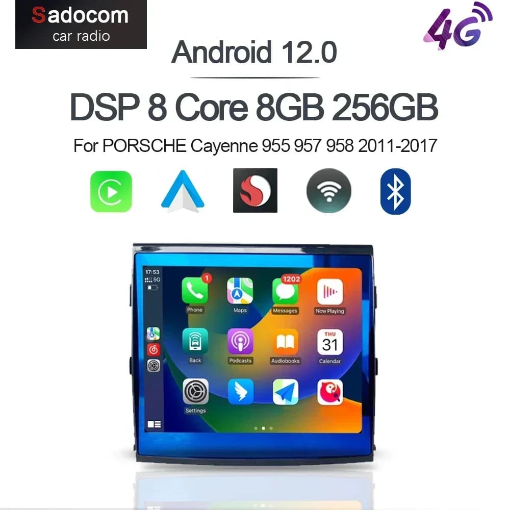 Carplay DSP Car DVD Player Android 12.0 8Core 8GB+128G Radio GPS Wifi Multimedia For PORSCHE Cayenne 955 957 958 2011-2017 2 Din