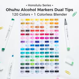 Ohuhu Honolulu 120 Colors Marker Pen Set Alcohol Art Markers Refillable Dual Tips Sketching Drawing Manga School Art Supplies