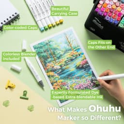 Ohuhu Honolulu 120 Colors Marker Pen Set Alcohol Art Markers Refillable Dual Tips Sketching Drawing Manga School Art Supplies