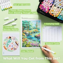 Ohuhu Honolulu 168 Colors Marker Pen Set Alcohol Art Markers Refillable Dual Tips Sketching Drawing Manga School Art Supplies