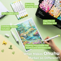 Ohuhu Honolulu 168 Colors Marker Pen Set Alcohol Art Markers Refillable Dual Tips Sketching Drawing Manga School Art Supplies