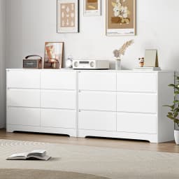 Getone White Chest of Drawers Bedroom, Tall Chest of Drawers with 6 Drawers, Bedroom Furniture Dresser Storage Cupboard Cabinet Bedroom Dresser, for Dining Room Living Room Hallway 120x40x82cm